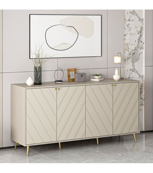 Madia Jana con 4 ante in cashmere con intagli maniglie e piedini oro