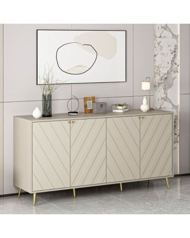 Madia Jana con 4 ante in cashmere con intagli maniglie e piedini oro