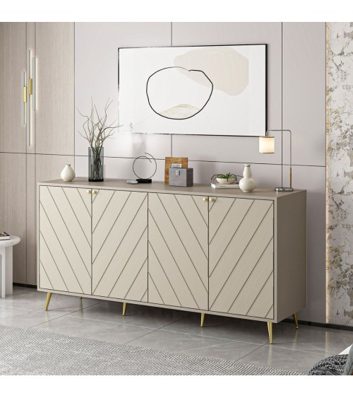 Madia Jana con 4 ante in cashmere con intagli maniglie e piedini oro