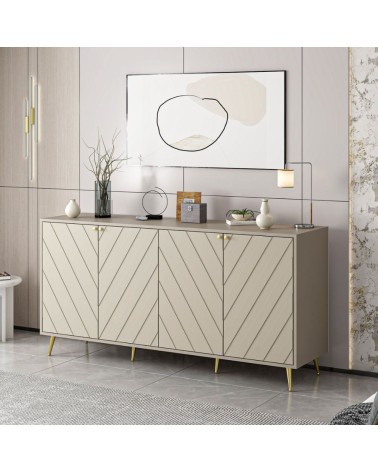 Madia Jana con 4 ante in cashmere con intagli maniglie e piedini oro