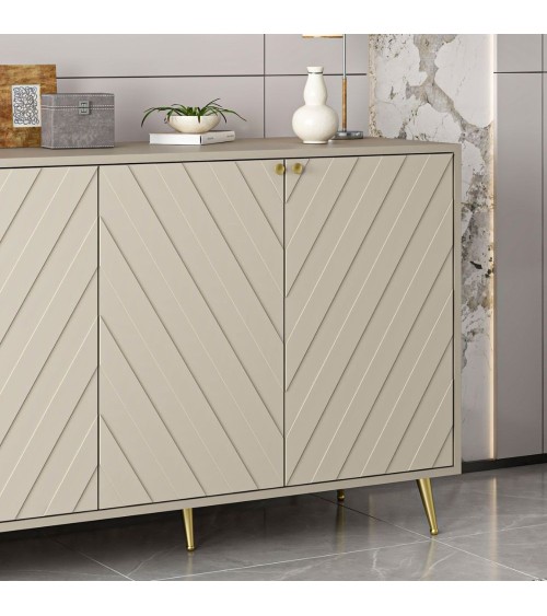 Madia Jana con 4 ante in cashmere con intagli maniglie e piedini oro
