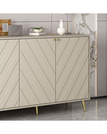 Madia Jana con 4 ante in cashmere con intagli maniglie e piedini oro