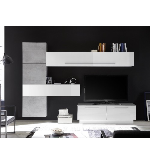 Parete attrezzata Austin bianco beton