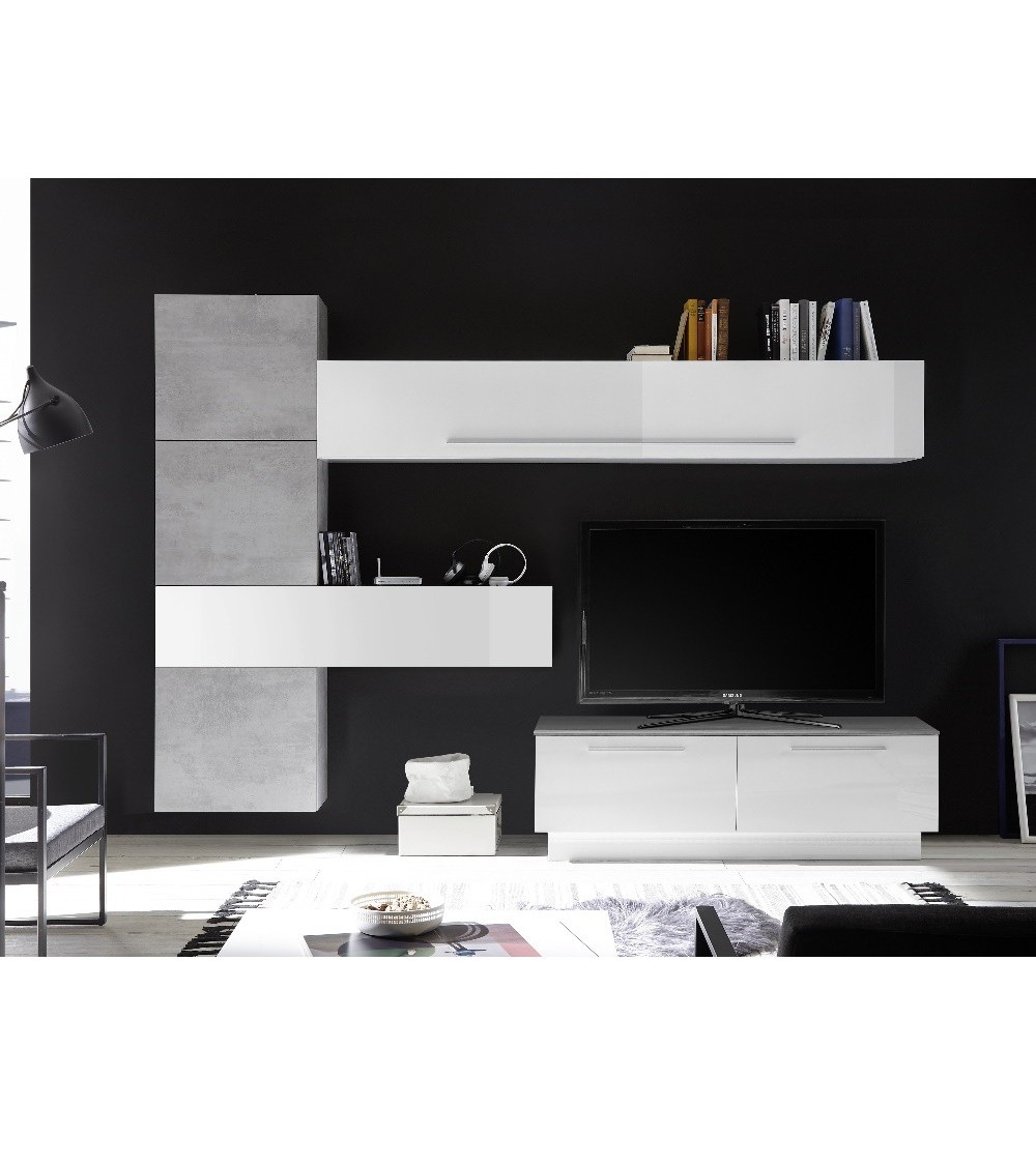 Parete attrezzata Austin bianco beton