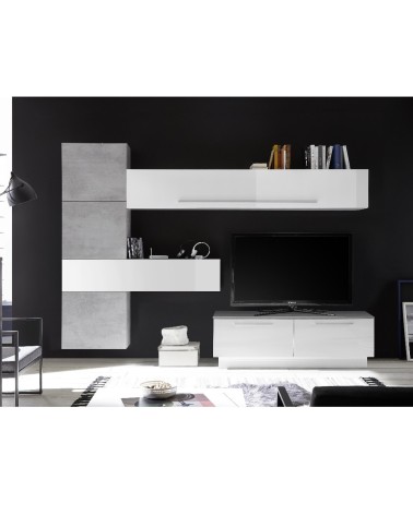 Parete attrezzata Austin bianco beton