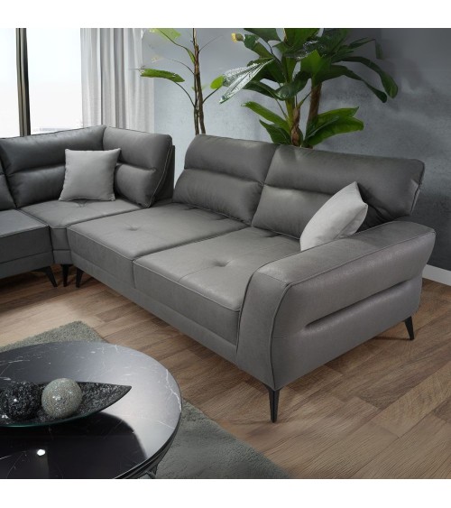 Divano angolare Sigmar 300x250xP77xH100 in Prada 6 grigio