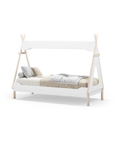 Letto a capanna Nora in legno massiccio colore bianco
