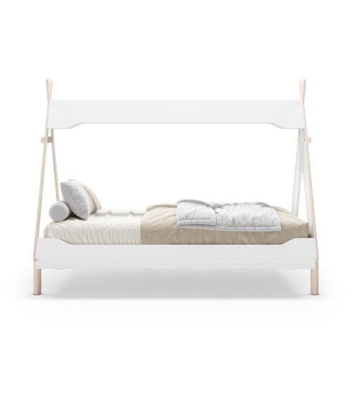 Letto a capanna Nora in legno massiccio colore bianco