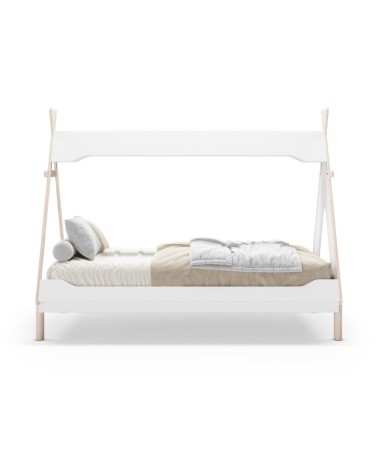 Letto a capanna Nora in legno massiccio colore bianco