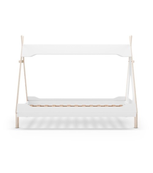 Letto a capanna Nora in legno massiccio colore bianco