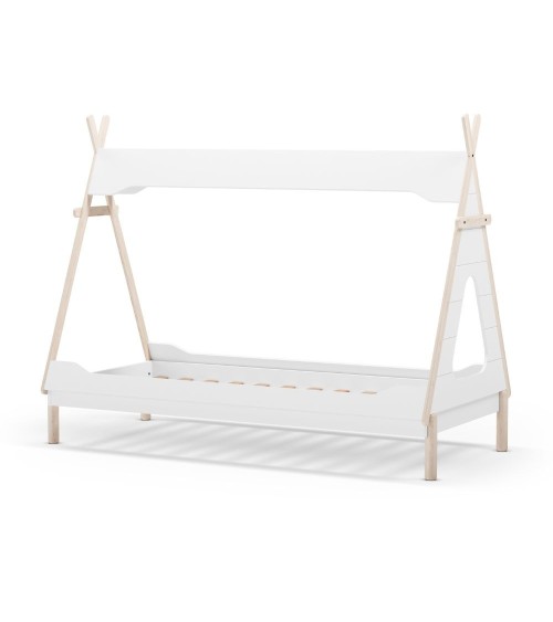 Letto a capanna Nora in legno massiccio colore bianco