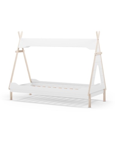 Letto a capanna Nora in legno massiccio colore bianco