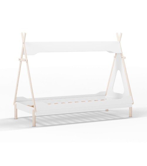 Letto a capanna Nora in legno massiccio colore bianco