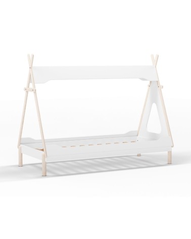Letto a capanna Nora in legno massiccio colore bianco