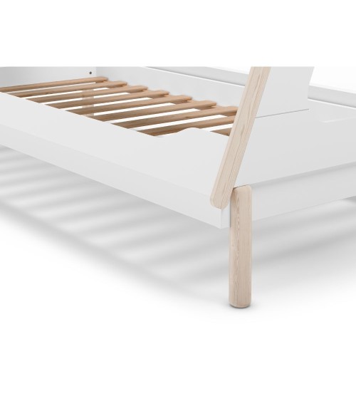 Letto a capanna Nora in legno massiccio colore bianco