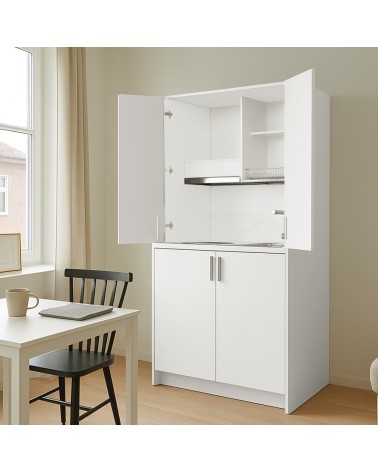 Cucina monoblocco Fold Evolution struttura e ante a libro bianco