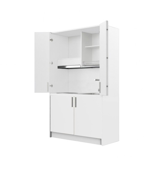 Cucina monoblocco Fold Evolution struttura e ante a libro bianco