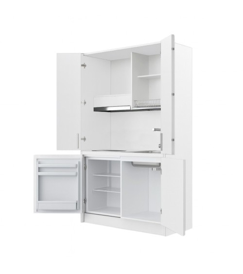 Cucina monoblocco Fold Evolution struttura e ante a libro bianco