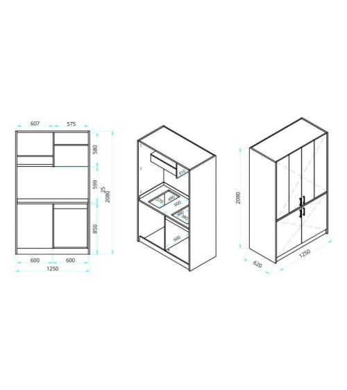 Cucina monoblocco Fold Evolution struttura e ante a libro bianco
