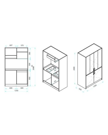 Cucina monoblocco Fold Evolution struttura e ante a libro bianco