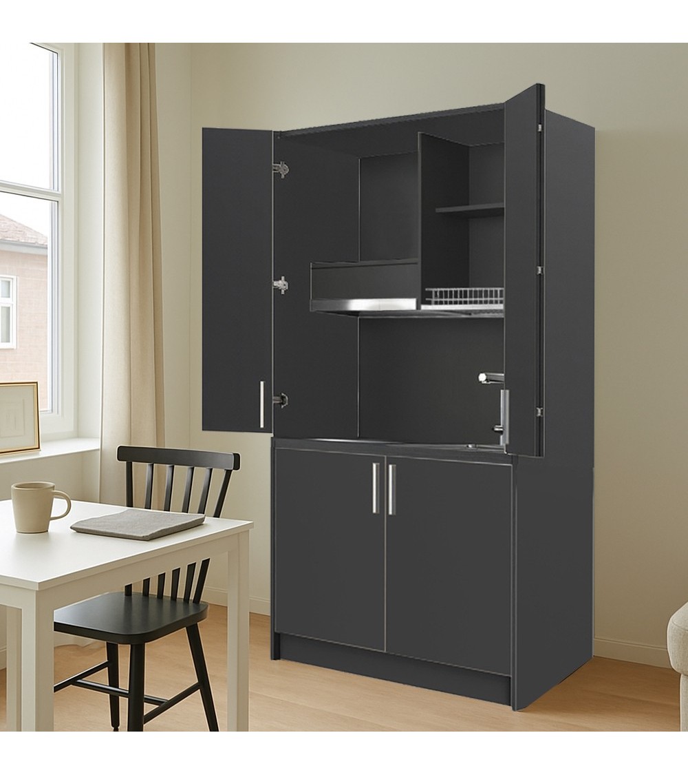 Cucina monoblocco Fold Evolution struttura e ante a libro antracite