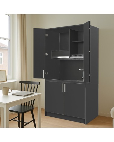 Cucina monoblocco Fold Evolution struttura e ante a libro antracite