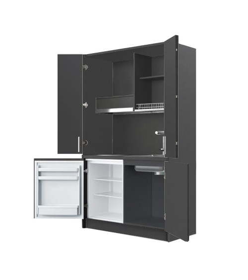 Cucina monoblocco Fold Evolution struttura e ante a libro antracite