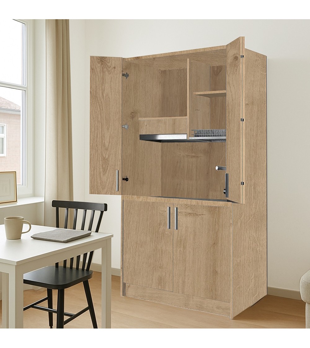 Cucina monoblocco Fold Evolution struttura e ante a libro rovere