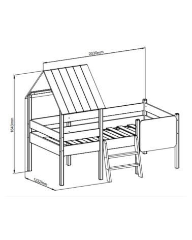 Letto a castello singolo Mint in legno massiccio con lavagnetta colore verde cachi e pino