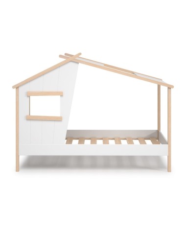 Letto a casetta Luba singolo in legno massiccio colore bianco