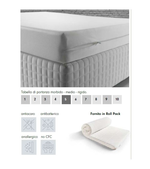 Materasso matrimoniale Gravity antibatterico sfoderabile 160x190xH15 cm