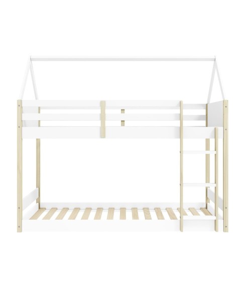 Letto a castello Montessori con struttura a casa in legno colore bianco