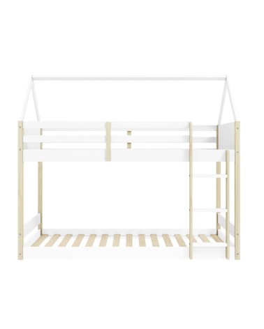 Letto a castello Montessori con struttura a casa in legno colore bianco