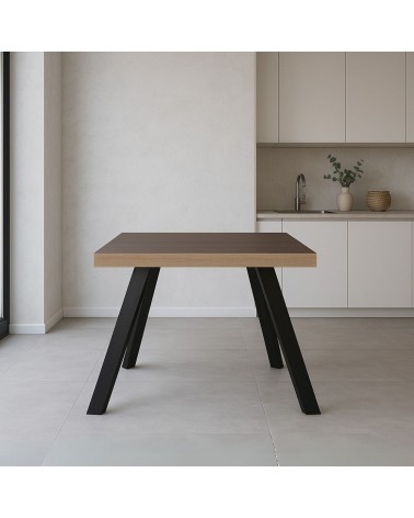 Tavolo fisso Marburg 80x80 con piano teak e struttura in acciaio antracite