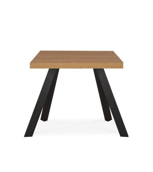 Tavolo fisso Marburg 80x80 con piano teak e struttura in acciaio antracite