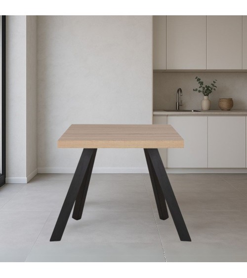 Tavolo fisso Marburg 80x80 con piano rovere e struttura in acciaio antracite
