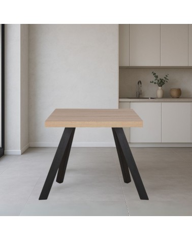 Tavolo fisso Marburg 80x80 con piano rovere e struttura in acciaio antracite