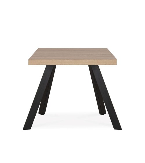 Tavolo fisso Marburg 80x80 con piano rovere e struttura in acciaio antracite