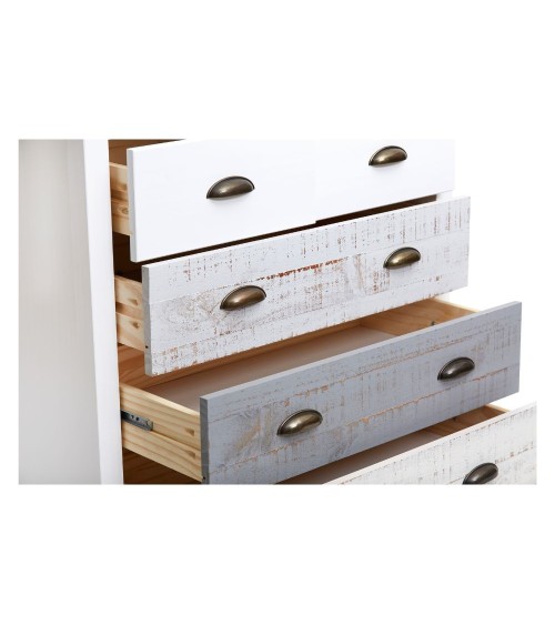 Comò Romantica con 3 cassettoni e 2 cassettini in legno massiccio multicolor