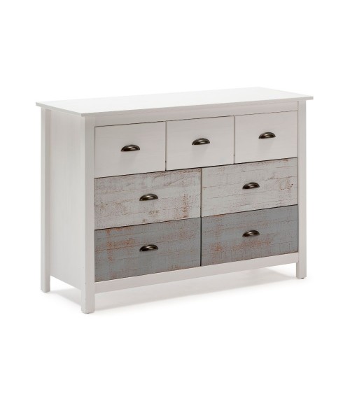 Comò Romantica 4 cassetti e 3 cassettini in legno massiccio multicolor