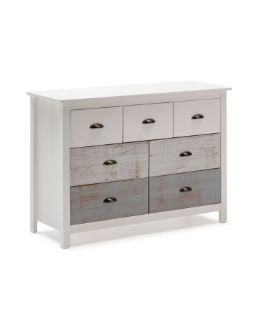 Comò Romantica 4 cassetti e 3 cassettini in legno massiccio multicolor