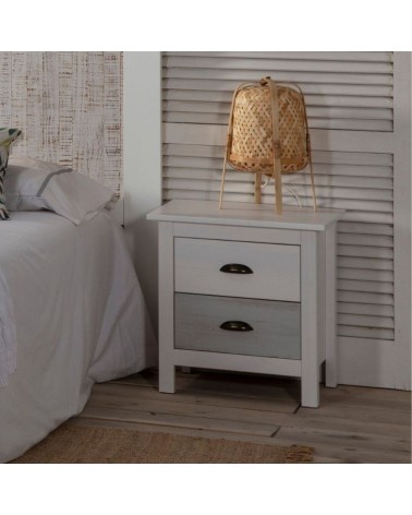 Comodino Romantica 2 cassetti in legno massiccio multicolor
