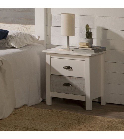 Comodino Romantica 2 cassetti in legno massiccio multicolor