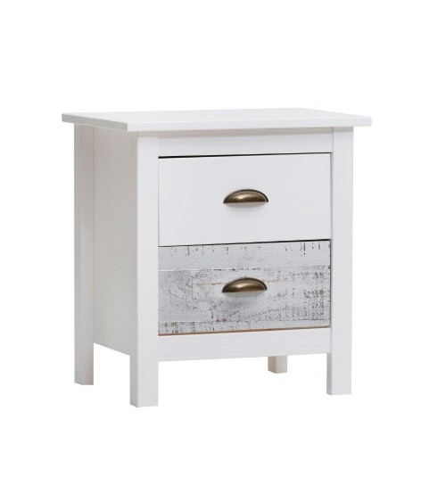 Comodino Romantica 2 cassetti in legno massiccio multicolor