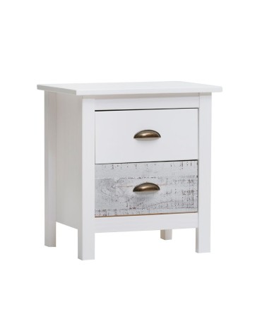 Comodino Romantica 2 cassetti in legno massiccio multicolor