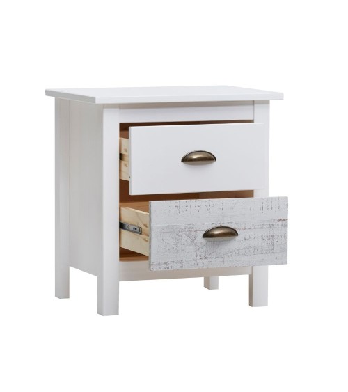 Comodino Romantica 2 cassetti in legno massiccio multicolor