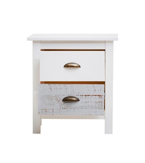Comodino Romantica 2 cassetti in legno massiccio multicolor