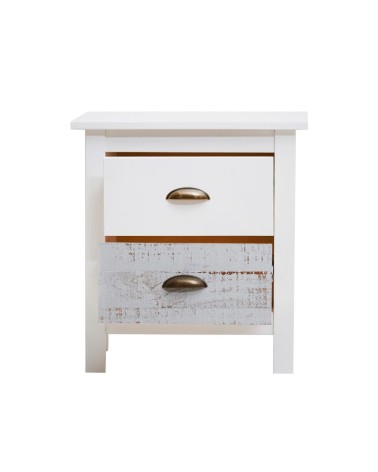 Comodino Romantica 2 cassetti in legno massiccio multicolor