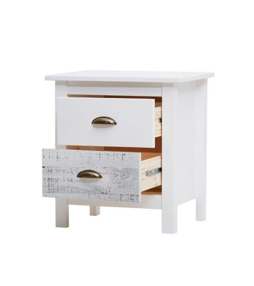 Comodino Romantica 2 cassetti in legno massiccio multicolor