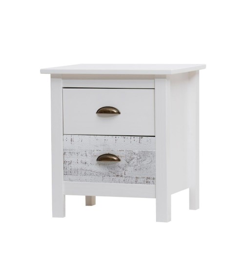 Comodino Romantica 2 cassetti in legno massiccio multicolor
